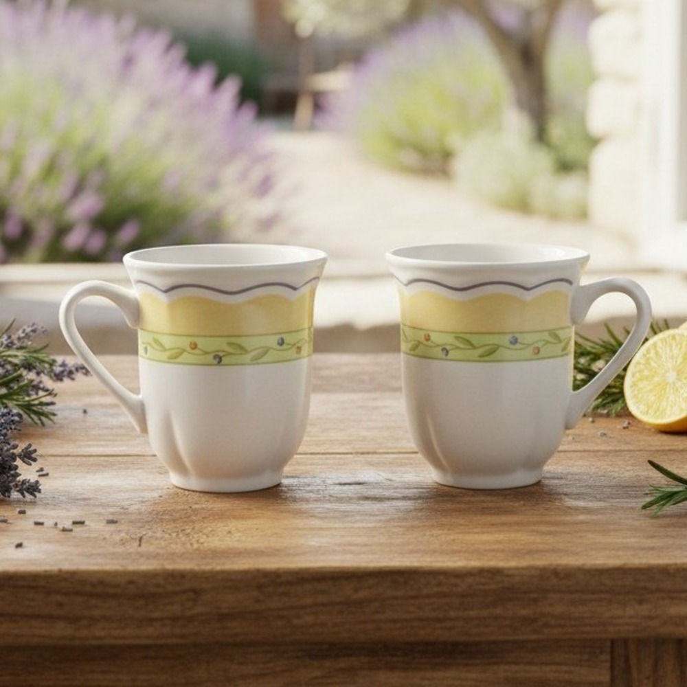 Studio Nova Provence Garden Coffee Cups, Set of 2, Vintage Floral Mugs Drinkware